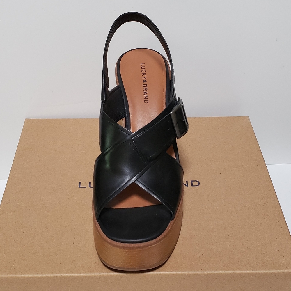Delaynee Platform Wedge Sandal Leather Slingback Size 8 - Picture 3 of 3